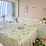 By far the prettiest set of bedding Ive owned. Very comfortable and good quality material that functions as well as it looks!