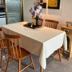 This tablecloth is both elegant and durable. It has held up well through spills and washes, and it looks great on my table. Very happy with this purchase!
