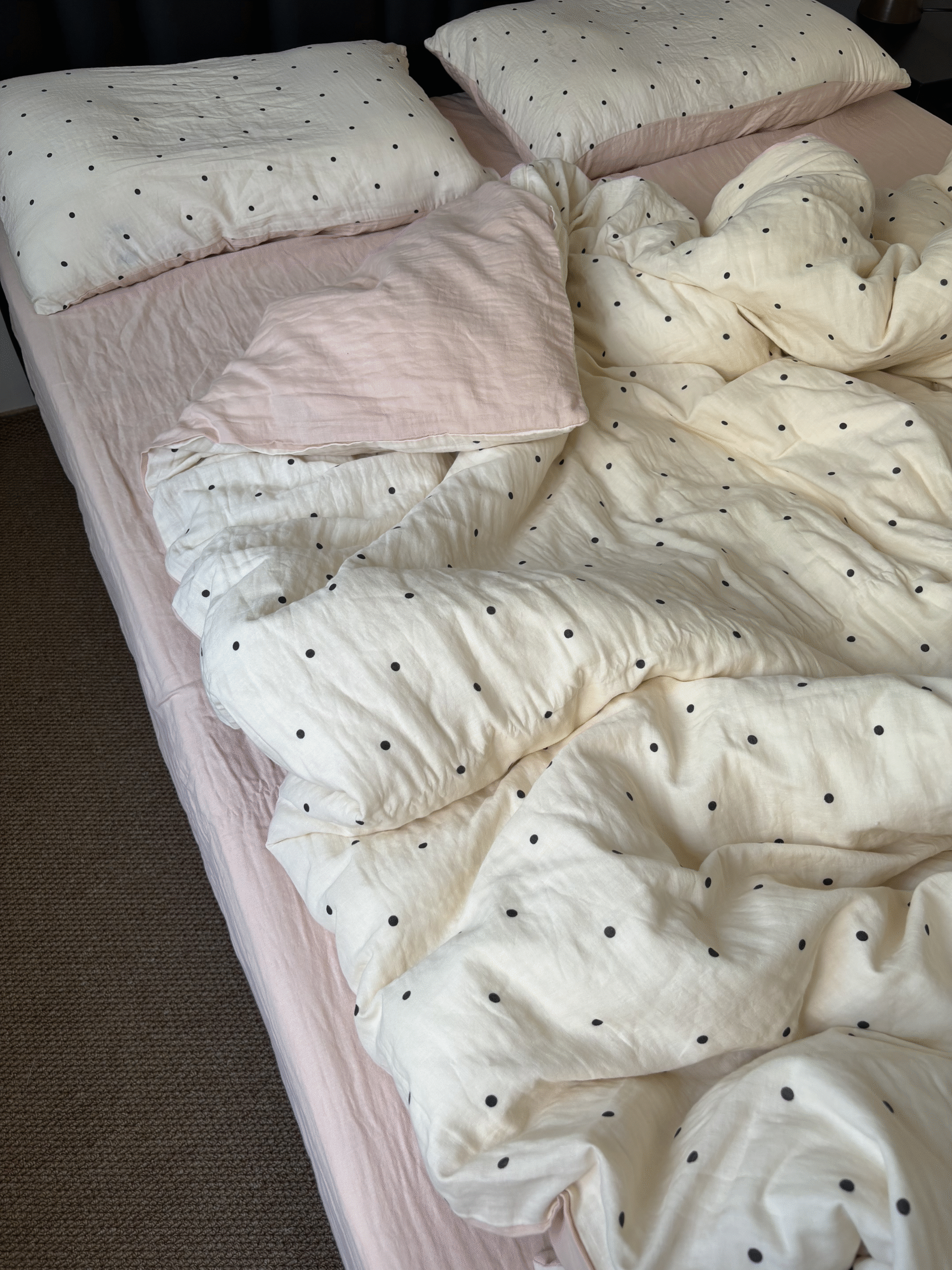 Cute Polka Dot Double - Layered Cotton Gauze Bedding Set photo review