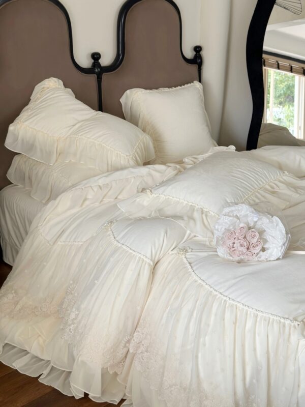 Lace Embroidery Beige Bedding Bundles
