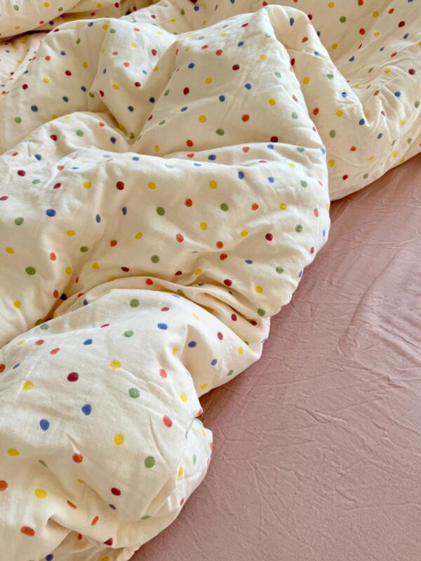 100% Cotton Double Gauze Bedding Set with Colorful Polka Dots